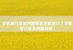 手机银行常见问题解答手机银行「手机银行常见问题解答」
