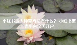 小红书达人种草方法有什么？ 小红书聚光平台全国开户