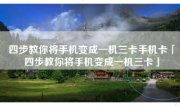 四步教你将手机变成一机三卡手机卡「四步教你将手机变成一机三卡」