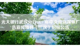 光大银行武汉分行2024 年中央级别媒体广告宣传项目（三次）招标公告