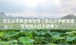 怎么让手机变成空号（怎么让手机变成空号别人打不进来）
