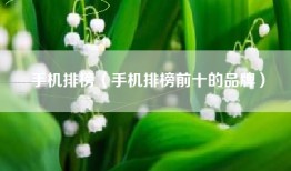 手机排榜（手机排榜前十的品牌）