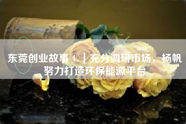 东莞创业故事④｜充分调研市场，杨帆努力打造环保能源平台