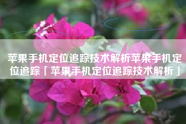 苹果手机定位追踪技术解析苹果手机定位追踪「苹果手机定位追踪技术解析」